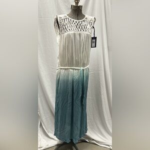 NWT Chelsea & Violet Sleevelss Maxi Dress Dipped Blue and Ivory Size L